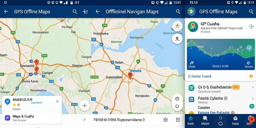 Tampilan antarmuka utama FB168 dengan fungsi GPS Offline Maps yang intuitif.