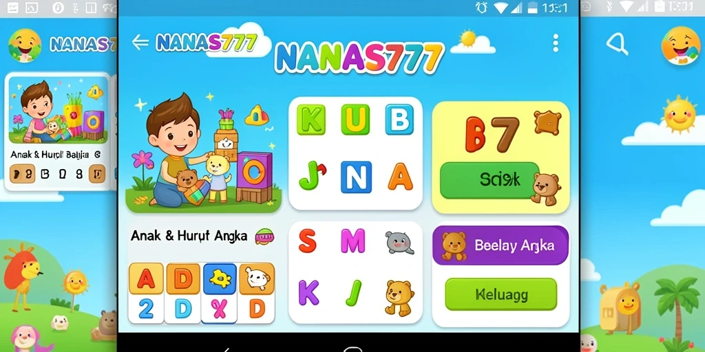 Tampilan aplikasi NANAS777 yang ceria dan edukatif.