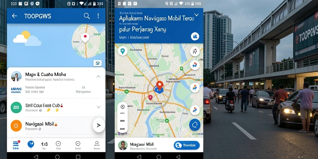 Tampilan antarmuka TOOPGWS saat digunakan untuk navigasi mobil.